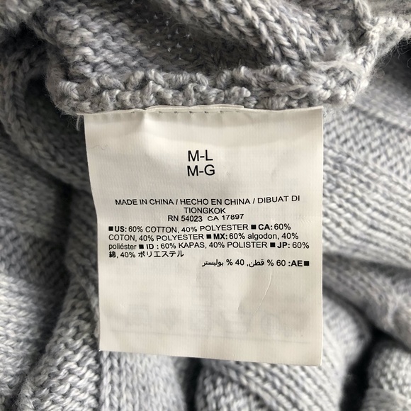 OLD NAVY HORIZONTAL CABLE KNIT GRAY BOATNECK PONCHO COTTON/RAYON SWEATER - Picture 9 of 11